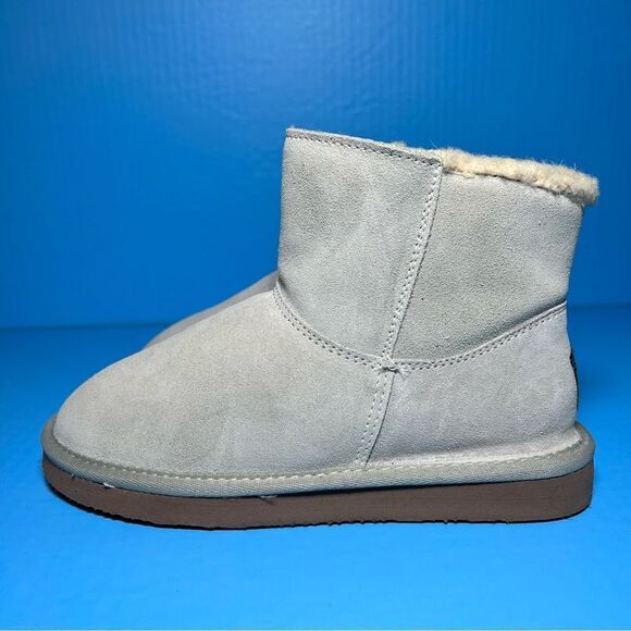 Bearpaw Womens Norah Suede Mid Side Zip Light Grey Boots 7 - Picture 3 of 11